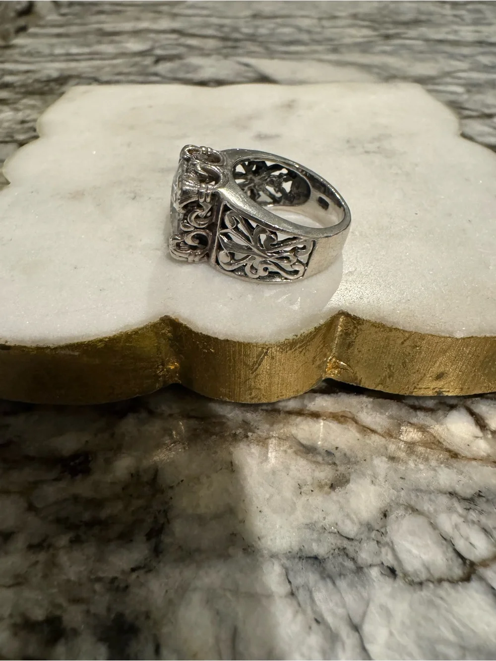 Vintage 925 Silver Ring with Square Clear Cubic Zirconia Prong Set fine Jewelry